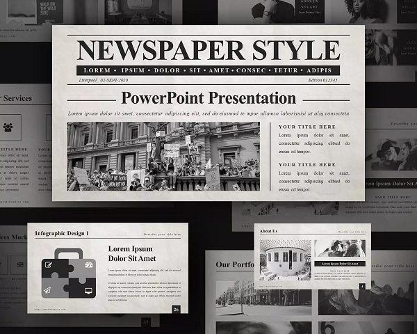 50 Slides NewsPaper Templates PowerPoint 2022 + Bonus_ Google Slides Newspaper Template